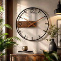 Moderne Wanduhr aus Edelstahl und Walnussholz | Walnchron