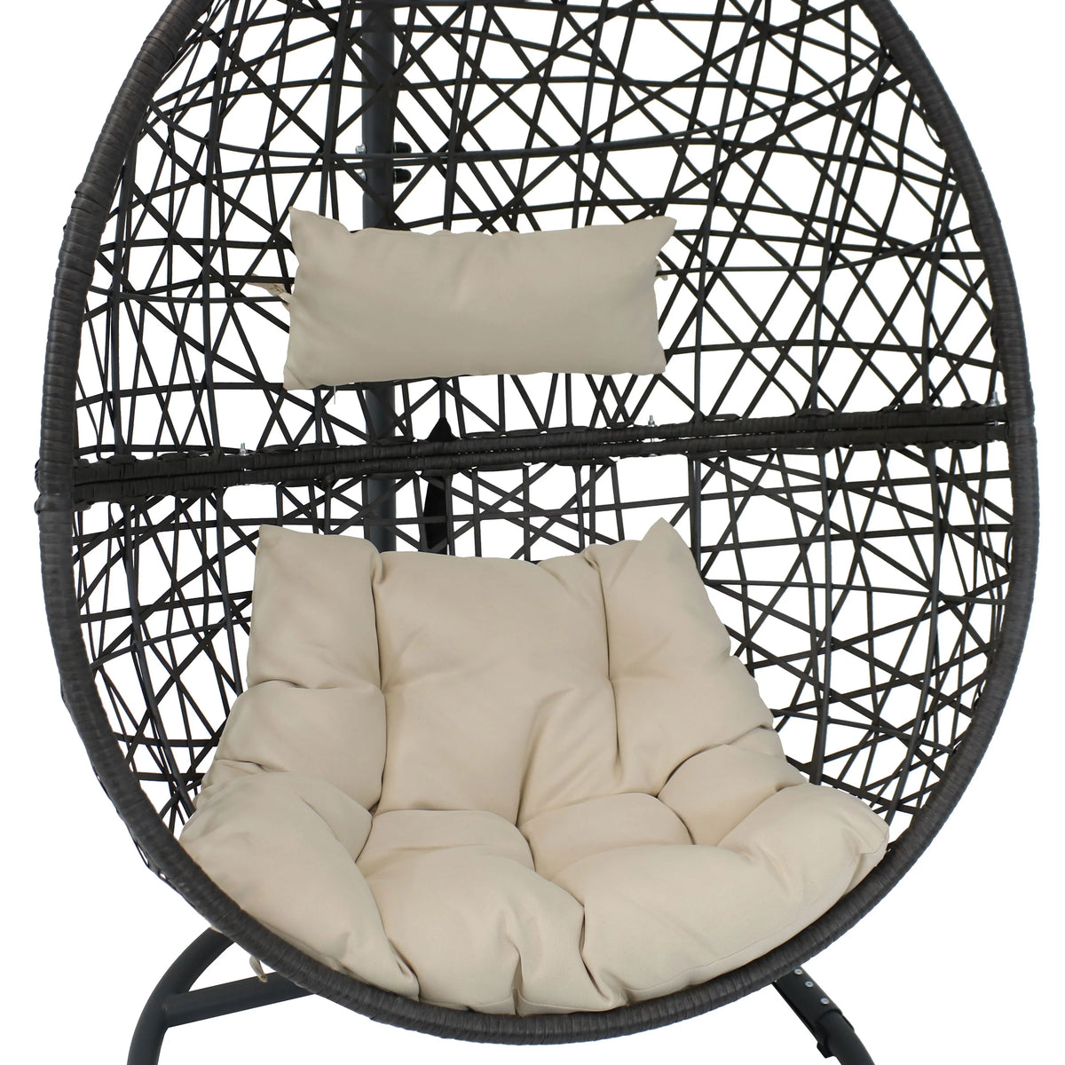 2025 Silla Colgante Sunnydaze Caroline en Forma de Huevo con Estructura de Acero y Cojín