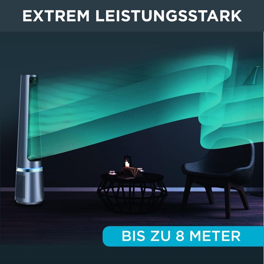 Rowenta QU5062 Eclipse 3in1 Luftreiniger, Heizlüfter, Ventilator, filtert 99,9% der Partikel, für 30 m2 Raumgröße, schnelle Heizung bis zu 35°C, automatischer Tag- und Nachtmodus, Schwarz/Grau