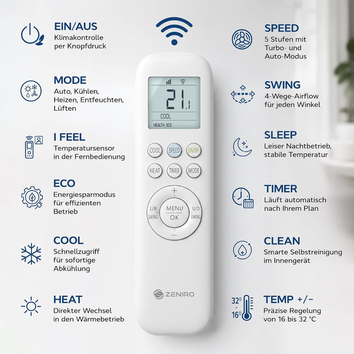 Multi Split Klimaanlage 3 Innengeräte Set (2,6kW + 2 x 3,5kW) Klimagerät Air Conditioner mit Heizfunktion 27000 BTU 7,9kW A++ WiFi/App-Steuerung 4D AirFlow Heizen bis -20°C Vorgefüllt R32