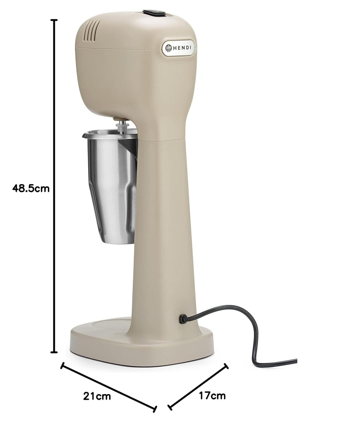 HENDI Milchshake Maker, Inkl. 2 Mixbechers (Edelstahl und Polykarbonat) und 4 austauschbaren Rührwerken, Drink mixer, Frappés, Getränkemixer, 230V/400W, 170x196x(H)490mm, Karamell