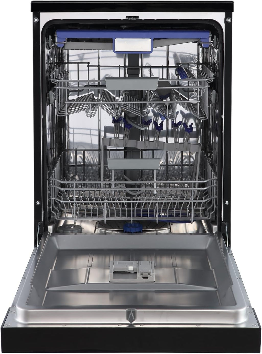 KKT KOLBE 60 cm Geschirrspüler Spülmaschine Schwarz Silber Freistehend, Unterbaufähig, Besteckschublade, LED-Beleuchtung, Automatische Türöffnung, höhenverstellbar, 7 Programme, 14 Maßgedecke, DW60FSS