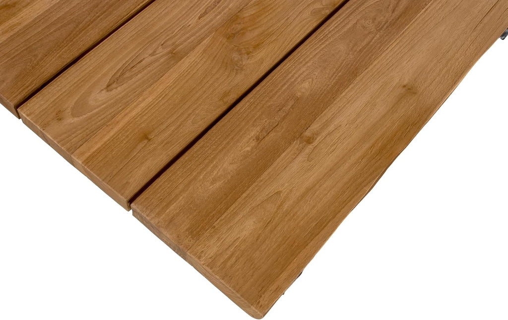 SAM Gartentisch Bogota | 180 x 90 cm | Teakholz massiv | echte Baumkante | U-Gestell Metall Schwarz | Outdoor-Esstisch & Unikat für Garten & Terrasse