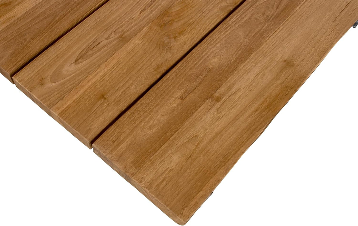 SAM Gartentisch Bogota | 180 x 90 cm | Teakholz massiv | echte Baumkante | U-Gestell Metall Schwarz | Outdoor-Esstisch & Unikat für Garten & Terrasse
