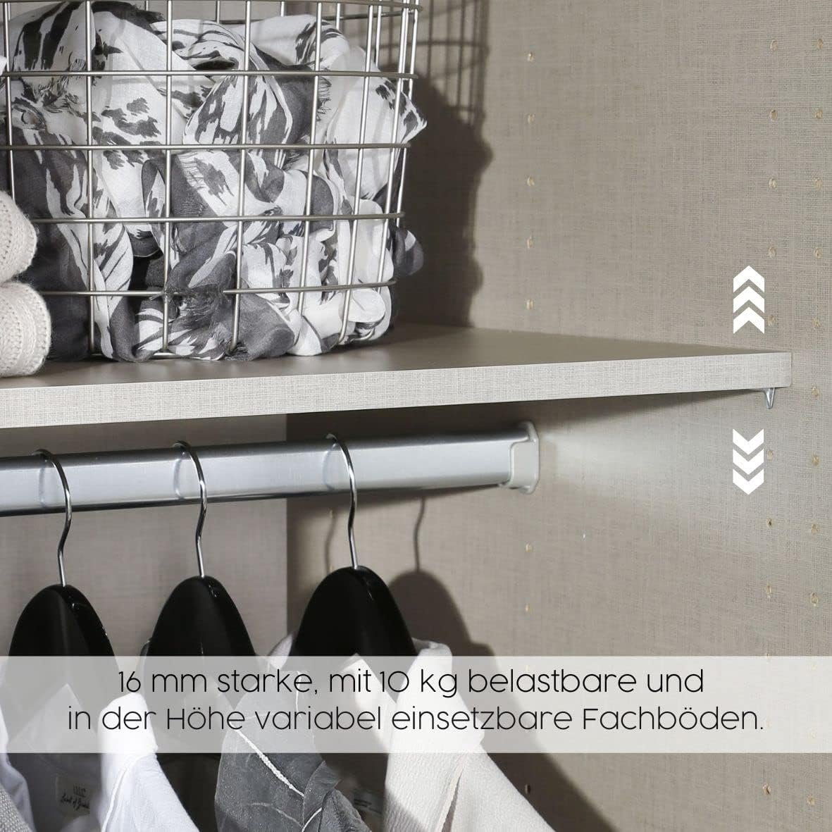Rauch Möbel Mainz Schrank Kleiderschrank Drehtürenschrank Weiß-Grau metallic, Schwarz, 5-türig Spiegel, 6 Schubladen, Zubehörpaket Basic 3 Einlegeböden, 3 Kleiderstangen, grifflos BxHxT 226x210x54 cm