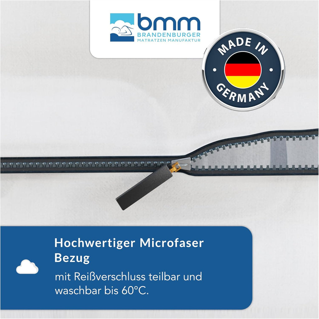 BMM Matratze 140x200 cm Ortho Medic Taschenfederkernmatratze Härtegrad H2/Öko-Tex Zertifiziert/ergonomische 7 Zonen Matratze Höhe 21 cm/Matratzen produziert in Deutschland