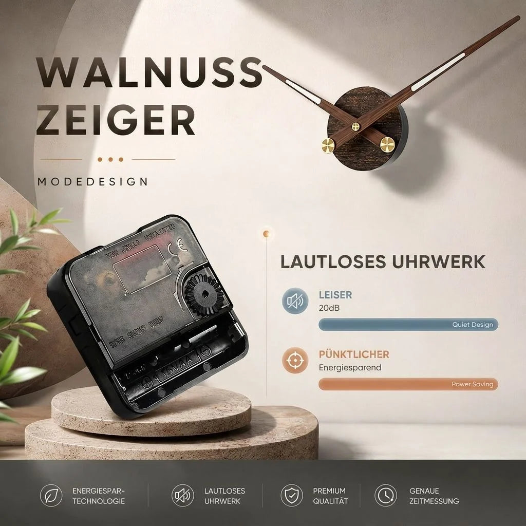 Moderne Wanduhr aus Edelstahl und Walnussholz | Walnchron