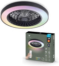 Varin® Smart Deckenventilator mit Beleuchtung, Deckenlampe mit Ventilator Schlafzimmer, Tuya WLAN, LED 30W RGBW, Ø 50 cm, Ventilator Leise, Fernbedienung, 3000K bis 6000K, Schwarz-Schwarz