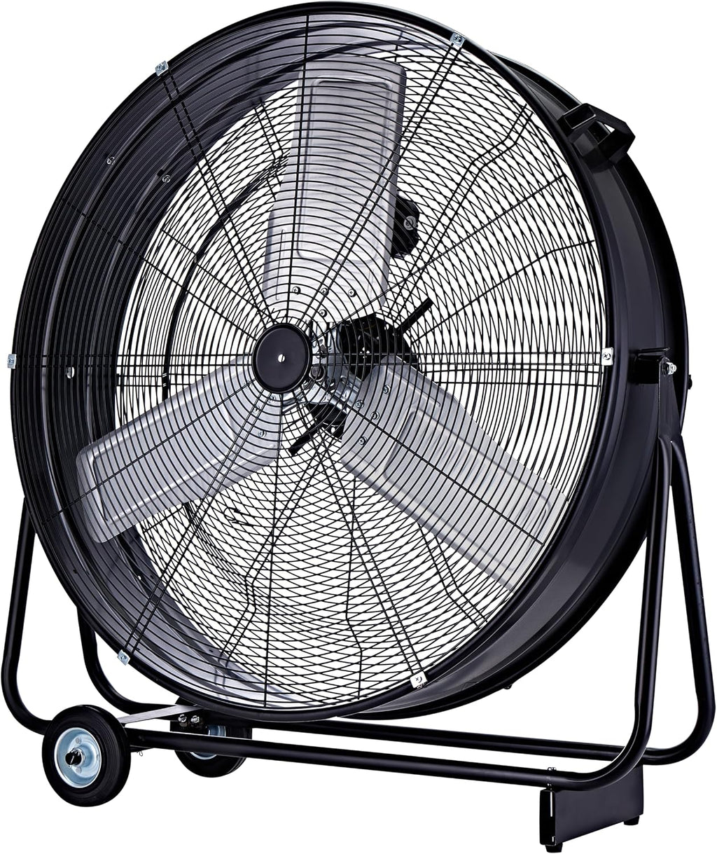 Be Cool Industrie-Windmaschine 75cm BCIWM75CM – Fahrbarer Trommelventilator, Ø 75 cm (30"), 300 Watt, Vollkupfermotor, 2 Geschwindigkeiten, Aluminium-Rotorblätter, Spinnennetz-Schutzgitter, schwarz