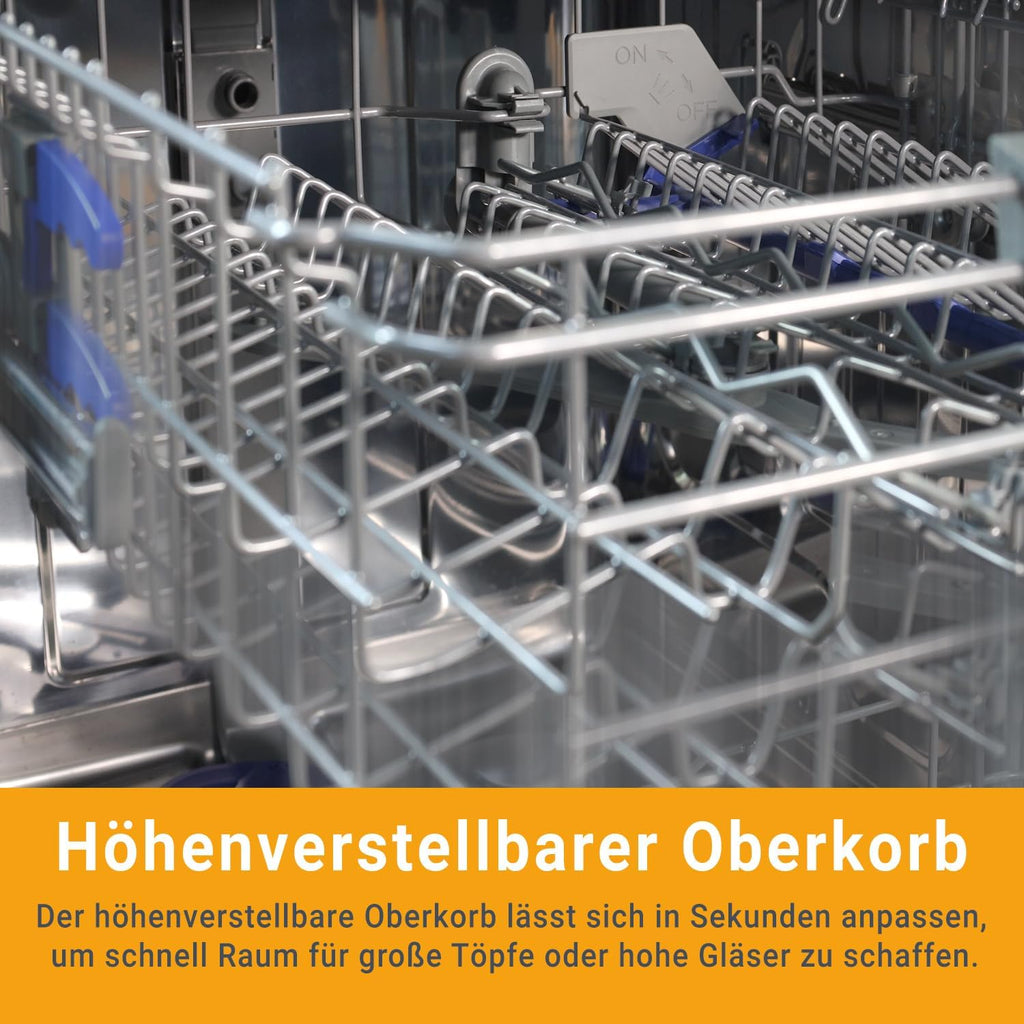 KKT KOLBE 60 cm Geschirrspüler Spülmaschine Schwarz Silber Freistehend, Unterbaufähig, Besteckschublade, LED-Beleuchtung, Automatische Türöffnung, höhenverstellbar, 7 Programme, 14 Maßgedecke, DW60FSS