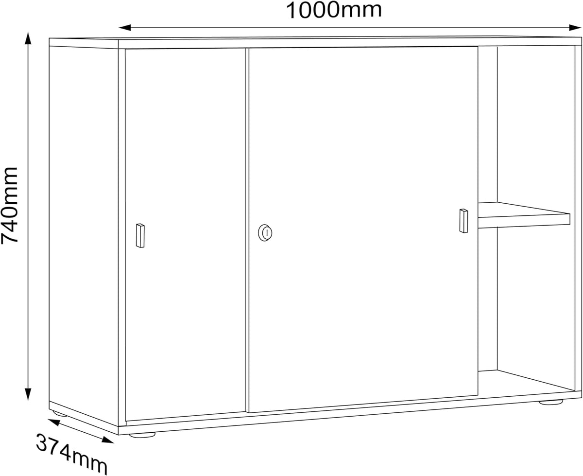 VCM Büroschrank mit 2 Fächern | moderner Aktenschrank mit Schiebetüren | Maße ca. H. 74 x B. 100 x T. 37 cm– Salia 2-Fach