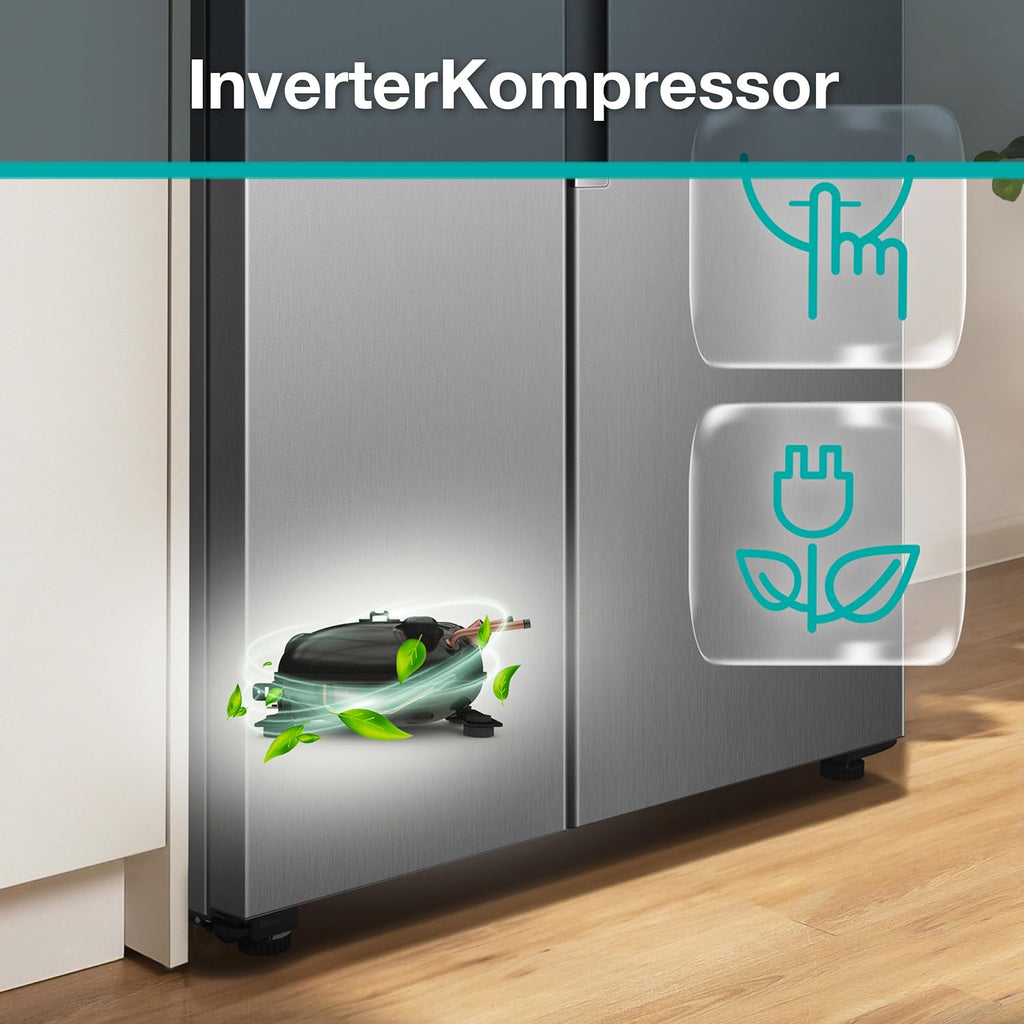Gorenje NRS917E41X Side-by-Side, 544L, PureFlat Serie, XXL Gefrierschulbladen, CrispZone, MultiFlow 360°, NoFrostPlus, Inverter-Kompressor, BxHxT: 91,1×178,6×61,5 cm, Edelstahl