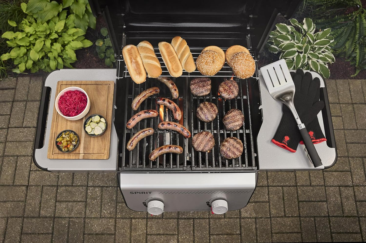 Weber Spirit E-210 Gasgrill, 2 Brenner, Grillfläche 51 x 46 cm, Thermometer im Deckel, 2 Räder, Schwarz/Silber (1500838)