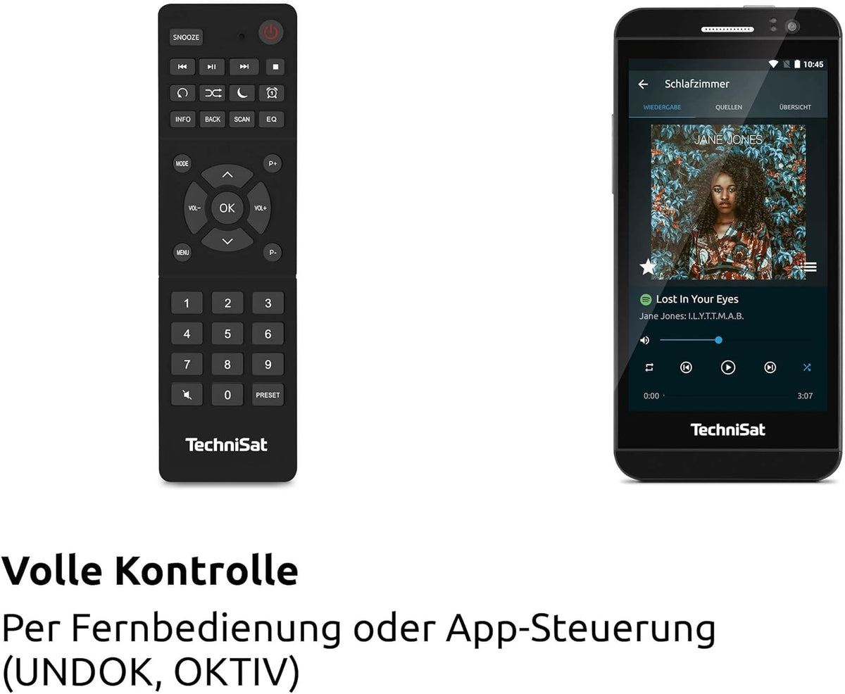 TechniSat DIGITRADIO 143 CD (V3) – Digital HiFi-Tuner, Internetradio (DAB+, UKW, Bluetooth-Audiostreaming, Spotify Connect, CD-Player, WLAN, Breite 43,5 cm, App-Steuerung, Fernbedienung) Schwarz