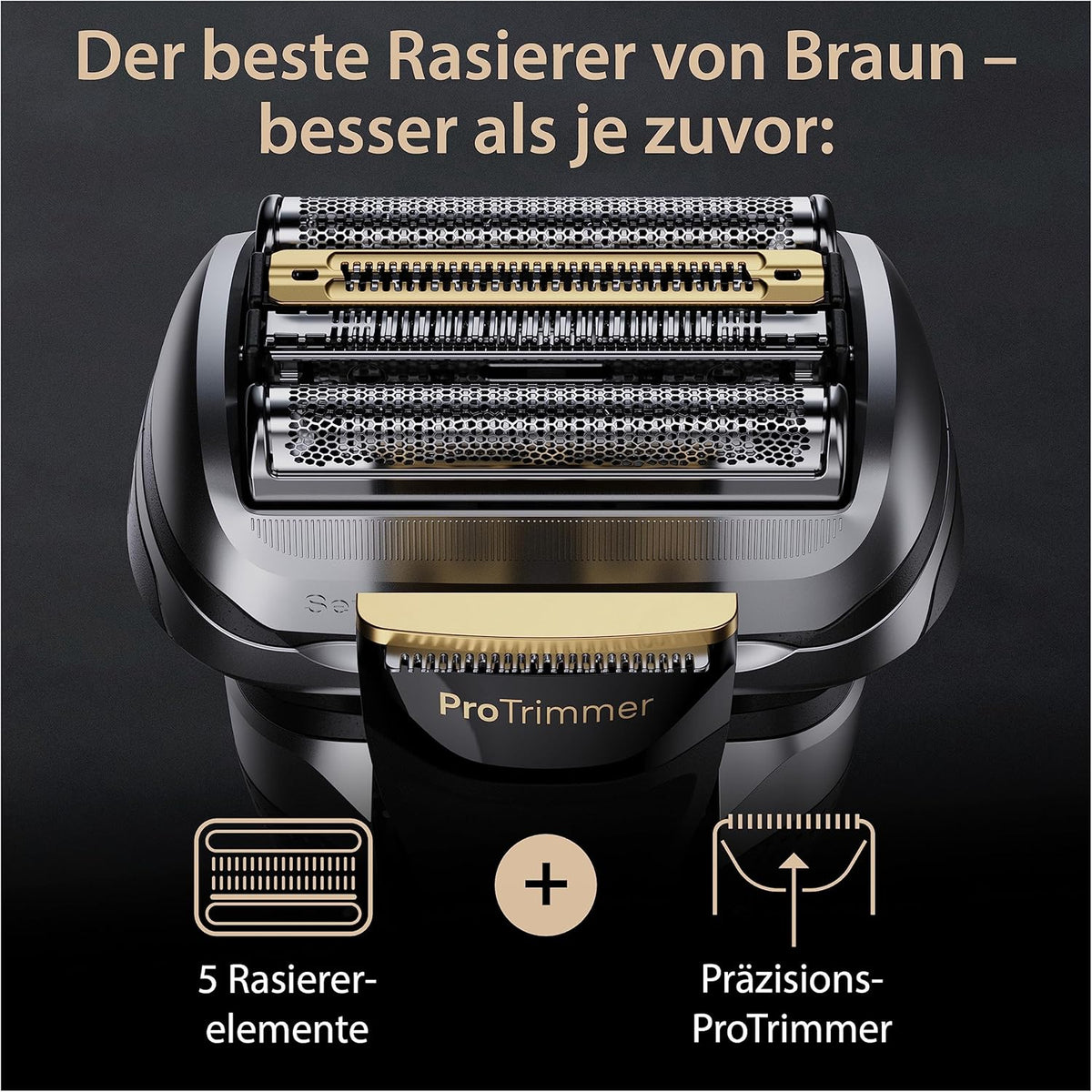 Braun Series 9 Pro+ Rasierer Herren, Elektrorasierer mit 5 Pro Rasierelementen, Langhaarschneider & Reinigungsstation, Rasierer-Ladeetui PowerCase, 60 Min Laufzeit, Made in Germany, 9577cc, Silber