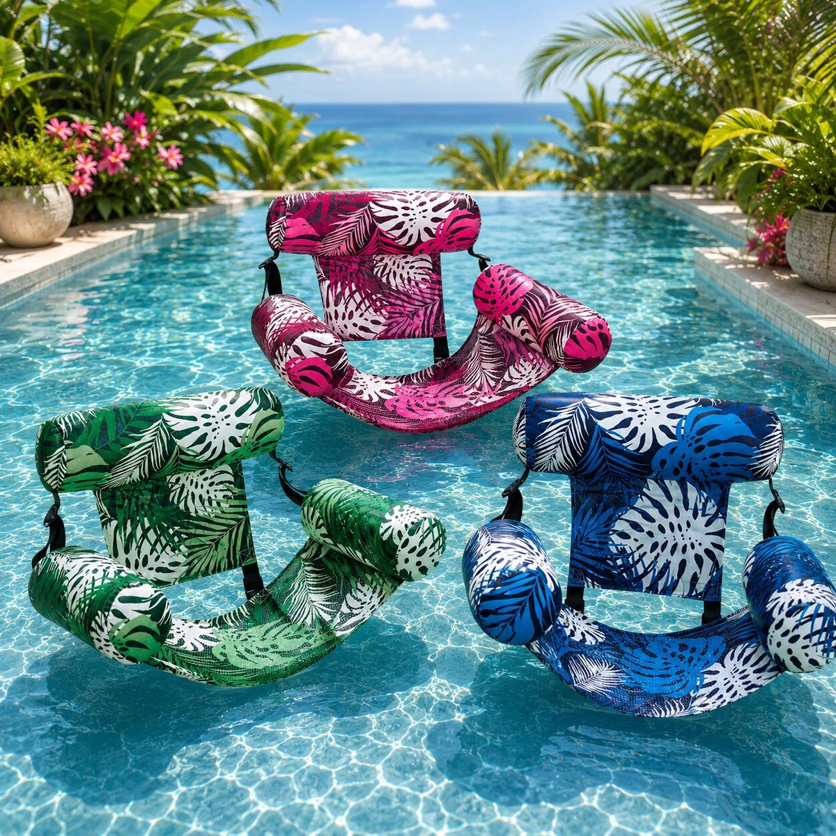Aufblasbarer Schwimmsessel mit Netzsitz | Wellenlounge