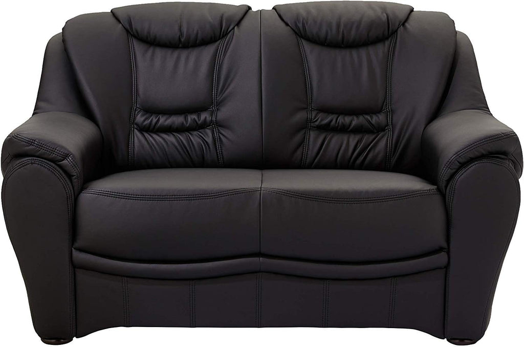Cavadore 2er Sofa Bansa 2-sitzige Couch in Lederoptik, Kunstleder, schwarz, 148 x 94 x 95 cm