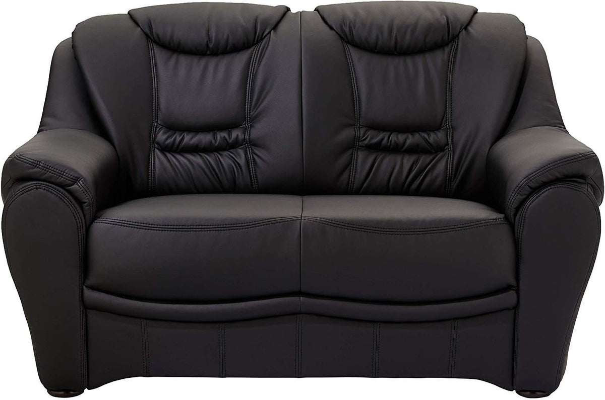 Cavadore 2er Sofa Bansa 2-sitzige Couch in Lederoptik, Kunstleder, schwarz, 148 x 94 x 95 cm