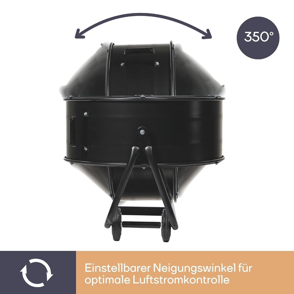Perel Bodenventilator Ø 60 cm, Trommelventilator, Ventilator groß stark, Windmaschine, Industrieventilator, Trommelgebläse, 2 Geschwindigkeiten, Metall, schwarz, 22.5 kg