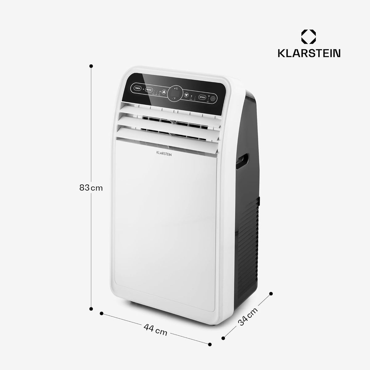 Klarstein Mobile Klimaanlage mit Abluftschlauch, 4-in-1 Klimagerät mit Ventilator, Luftentfeuchter & Nachtmodus, Kleine & Portable Klimaanlage für Wohnung & Büro, Niedriger Verbrauch, 9000 BTU