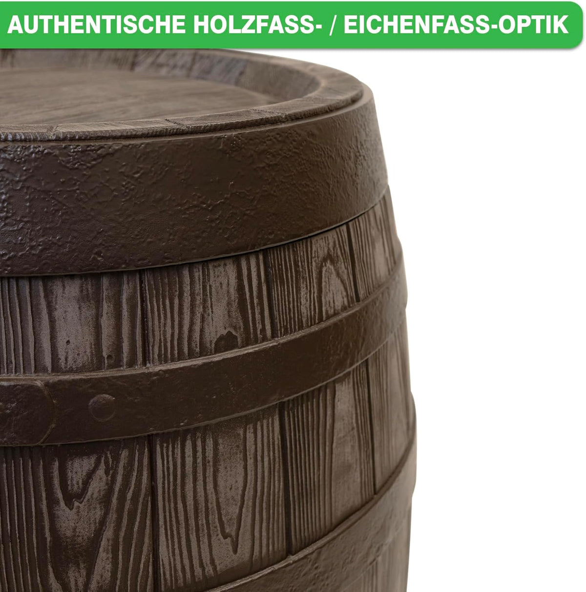 YourCasa Regentonne 250 Liter [Barrel] mit windsicherem Deckel - Regenfass Frostsicher aus Kunststoff in Holzoptik - Regenwassertonne - Regenwassertank Garten - Holz Weinfass Wasserfass Holzfass