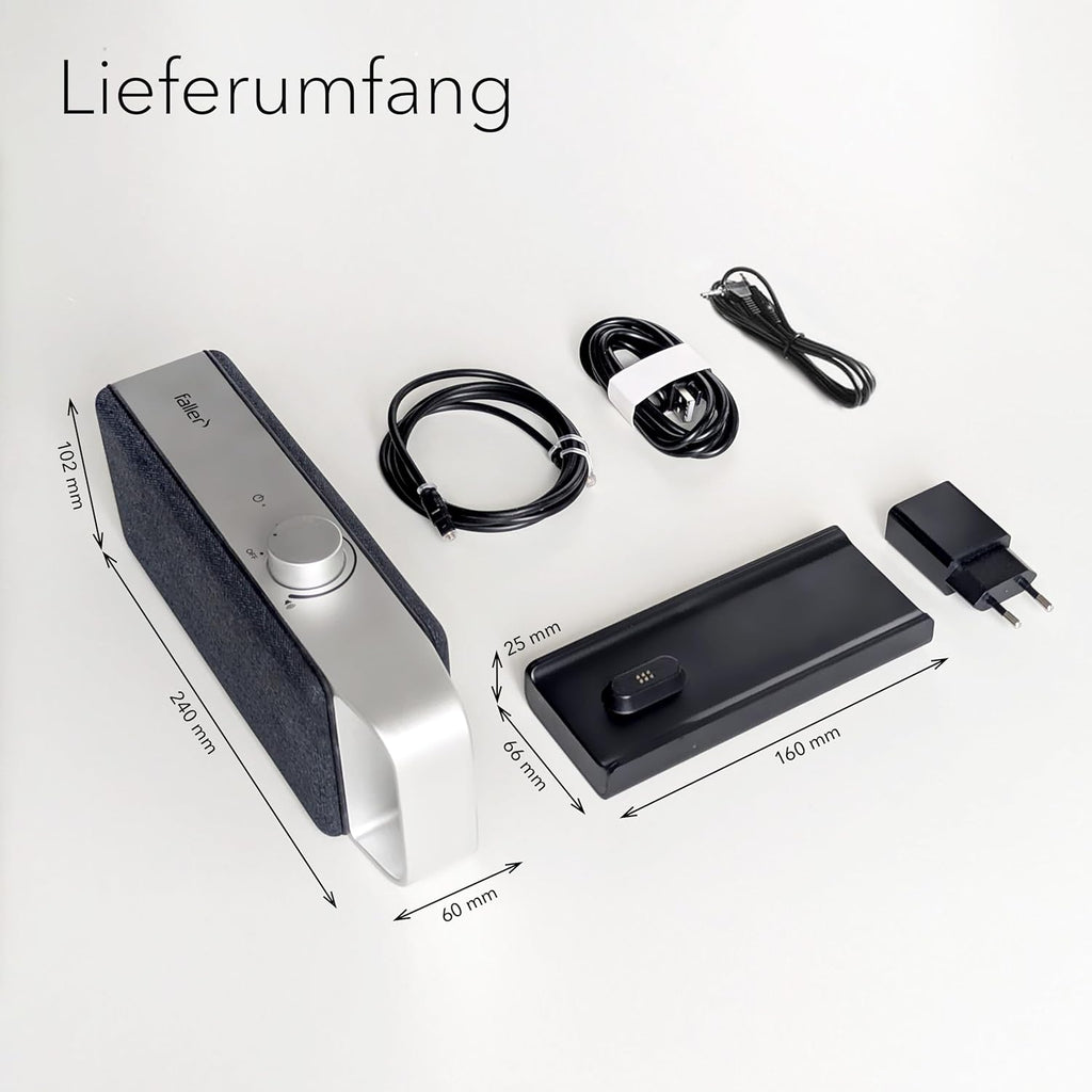 faller Oskar TV Lautsprecher/Soundbar mit Clear Voice (tragbar, kabellos, einfache Bedienung, Aluminiumgehäuse)