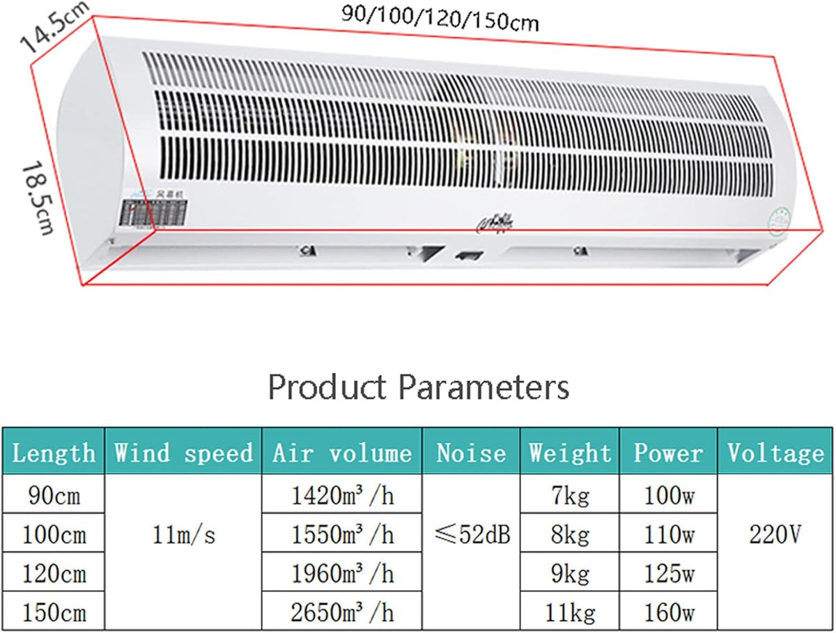 Gewerblicher Luftschleier Maschinen Einkaufszentrum Über Der Tür, Leiser Ventilator, Natürlicher Wind, An Der Wand Befestigter Luftschleier, Einstellbare 2 Geschwindigkeiten