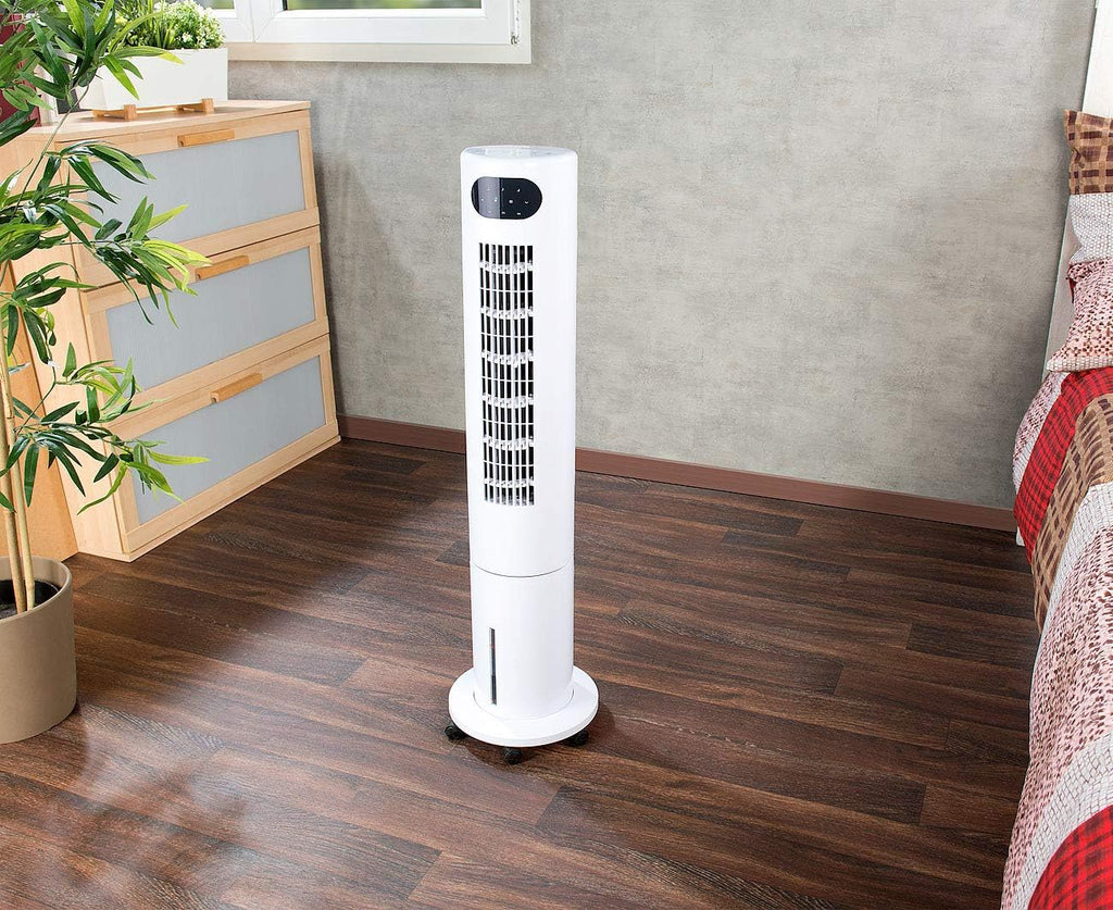 Sichler Haushaltsgeräte Ventilator Kühlung: 3in1-Turmventilator, Luftkühler & -befeuchter, 80° Oszillation, 40 W (Ventilator mit Kühlfunktion, Turmventilator mit Kühlung, leise)