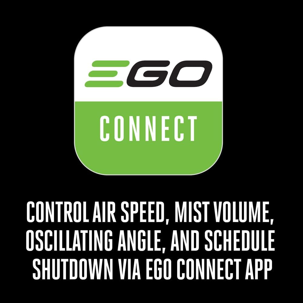 EGO Power+ FN1000 Oszillierender Ventilator mit 6 Geschwindigkeitsmodi, 3 Oszillationsmodi, 3 Nebelmodi, 3 Nebelmodi, Akku und Ladegerät Nicht im Lieferumfang enthalten, 25,4 cm, 1700 CFM, 20 MPH,