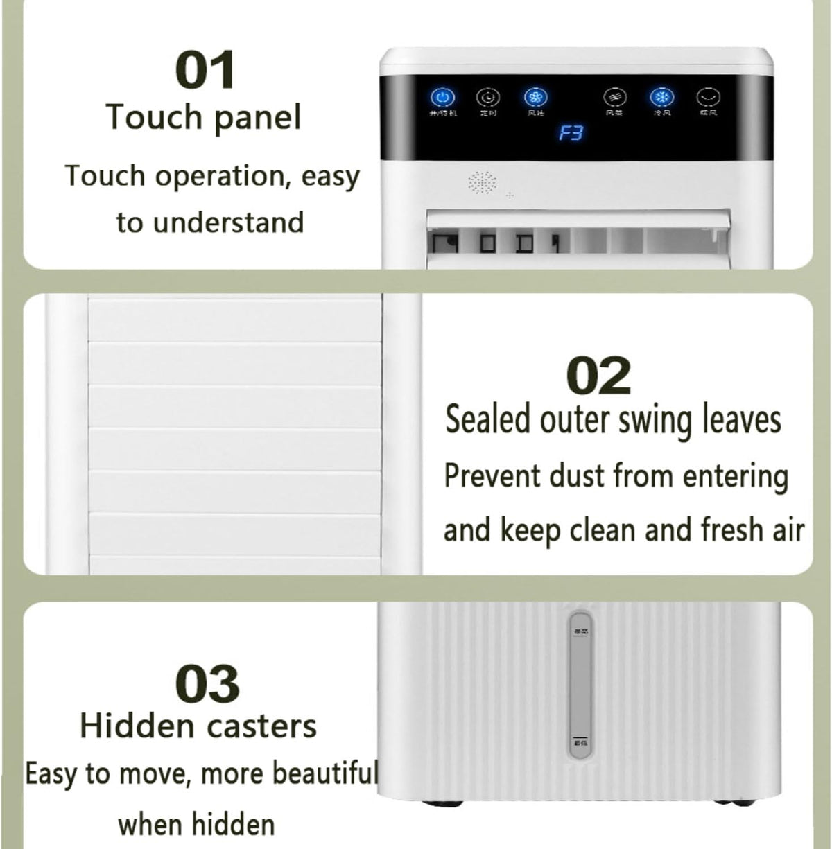 Klimaanlage mobil Luftkühler Mobiles Klimageräte 5L Ventilator mit 3Windgeschwindigkeiten Wassertank 12H Timer Abnehmbare Wassertank Leise Luftkühler Air Conditioner für Schlafzimmer Büro