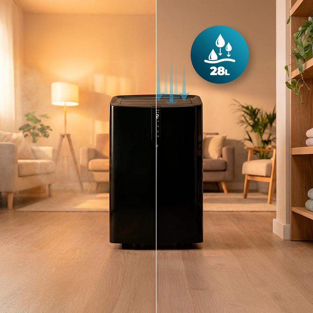 Cecotec Mobile Klimageräte ForceClima 12600 Nux Heating Connected. 12000 BTU, Heizfunktion, WLAN, 5 Modi, 3 Stufen, bis 30 m², Entfeuchter 28 L/Tag, LED-Display, Timer, R290, Energieklasse A