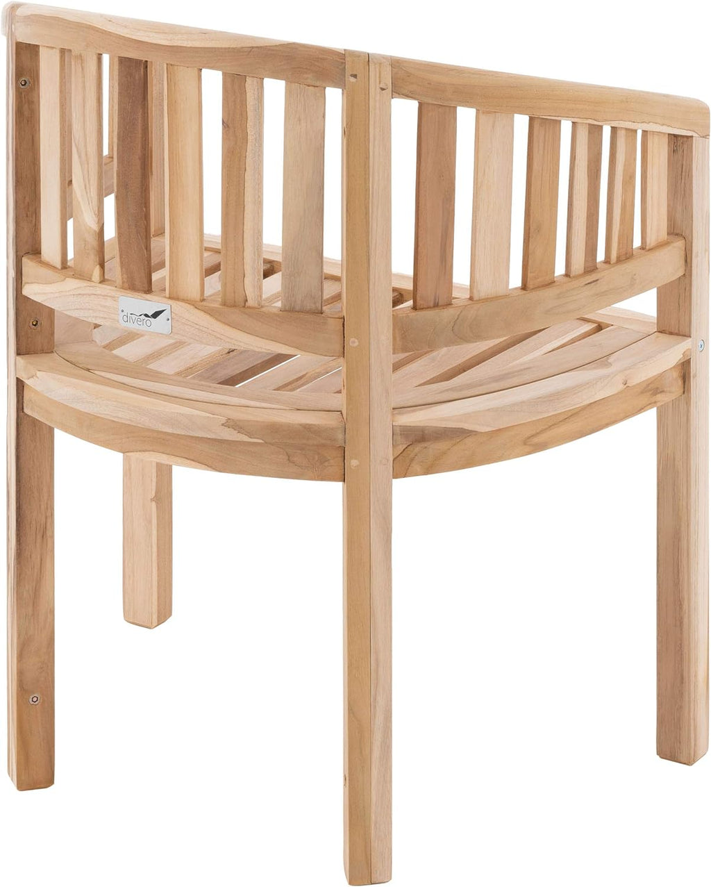 DIVERO Bananenstuhl Miami geschwungen aus Teak Holz, unbehandelt – Reine Handarbeit – Farbe: Natur-Braun