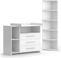 Vicco Kinderzimmer-Set Oskar, Weiß, 2 Teile, mit Wickelkommode und Spielzeugregal, umbaubar zur normalen Kommode nach Entfernen des Wickelaufsatzes