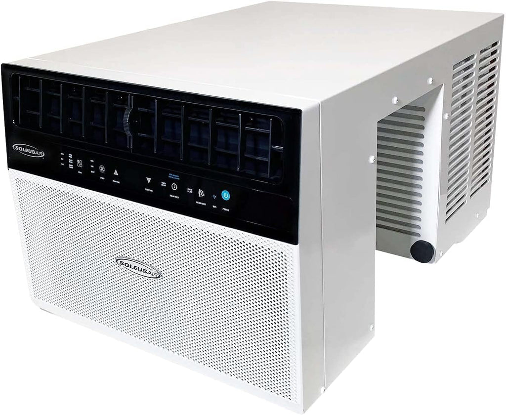 Soleus Air Exklusive 8.000 BTU mit WLAN-Klimaanlage, Klasse für Sicherheit und Flüsterleise, zusammen mit Blick auf das Fenster (passend für bis zu 27,9 cm breite Fensterbank)