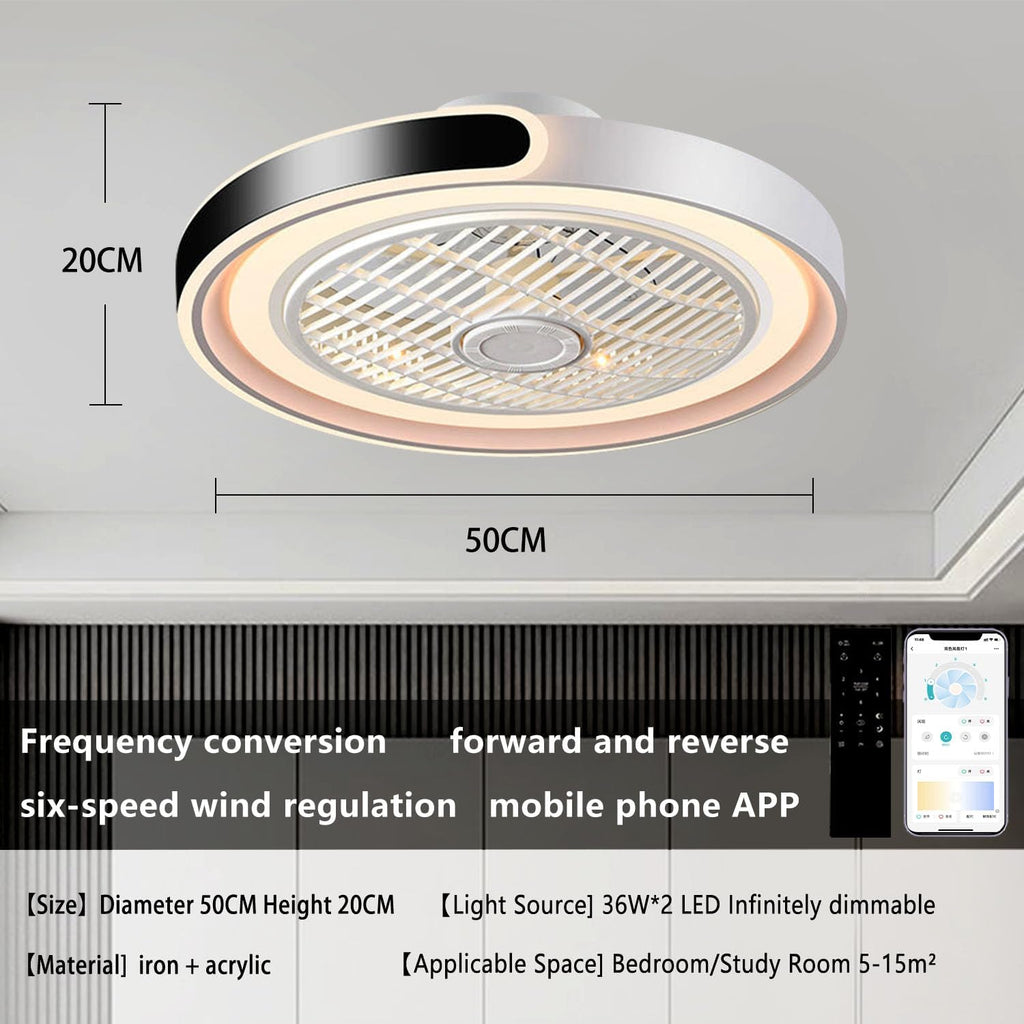 ASJK Deckenventilator mit Licht, Modern LED Dimmbar Deckenleuchte mit Ventilator und Fernbedienung Leise 72 W, 7200 lm, für Wohn, Schlaf- und Esszimmer, 6-Gang, Timer, Schwarz