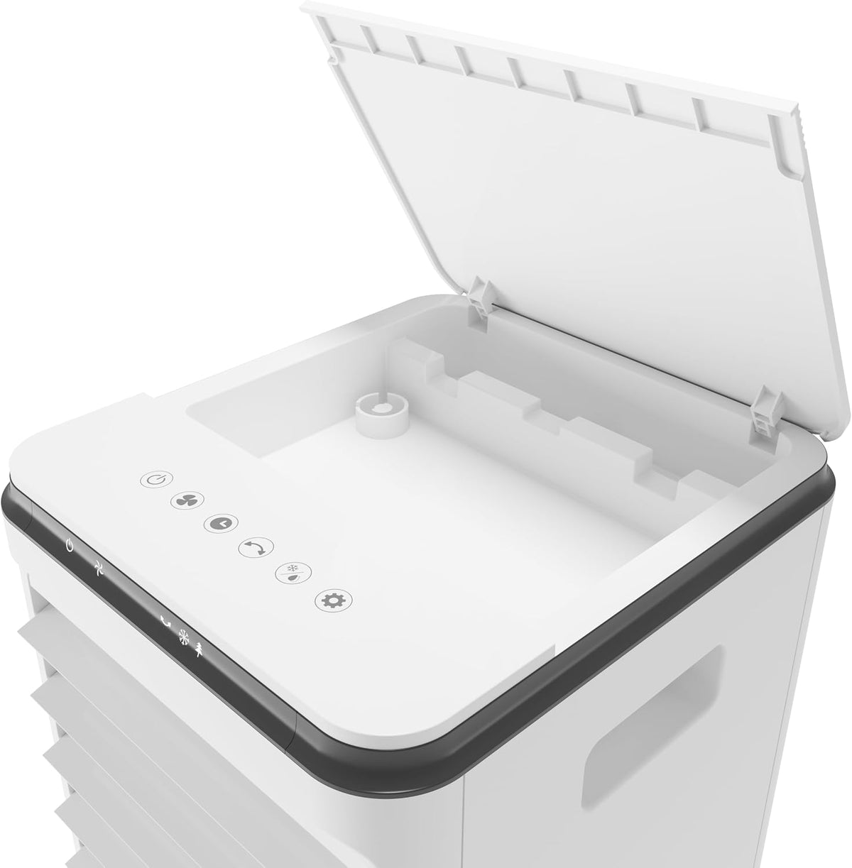 Olimpia Splendid, Peler 7T Verdunstungskühler, 7 Liter, Luftreiniger, Kühlung, Belüftung, Touchscreen-Display, Leicht zu transportieren