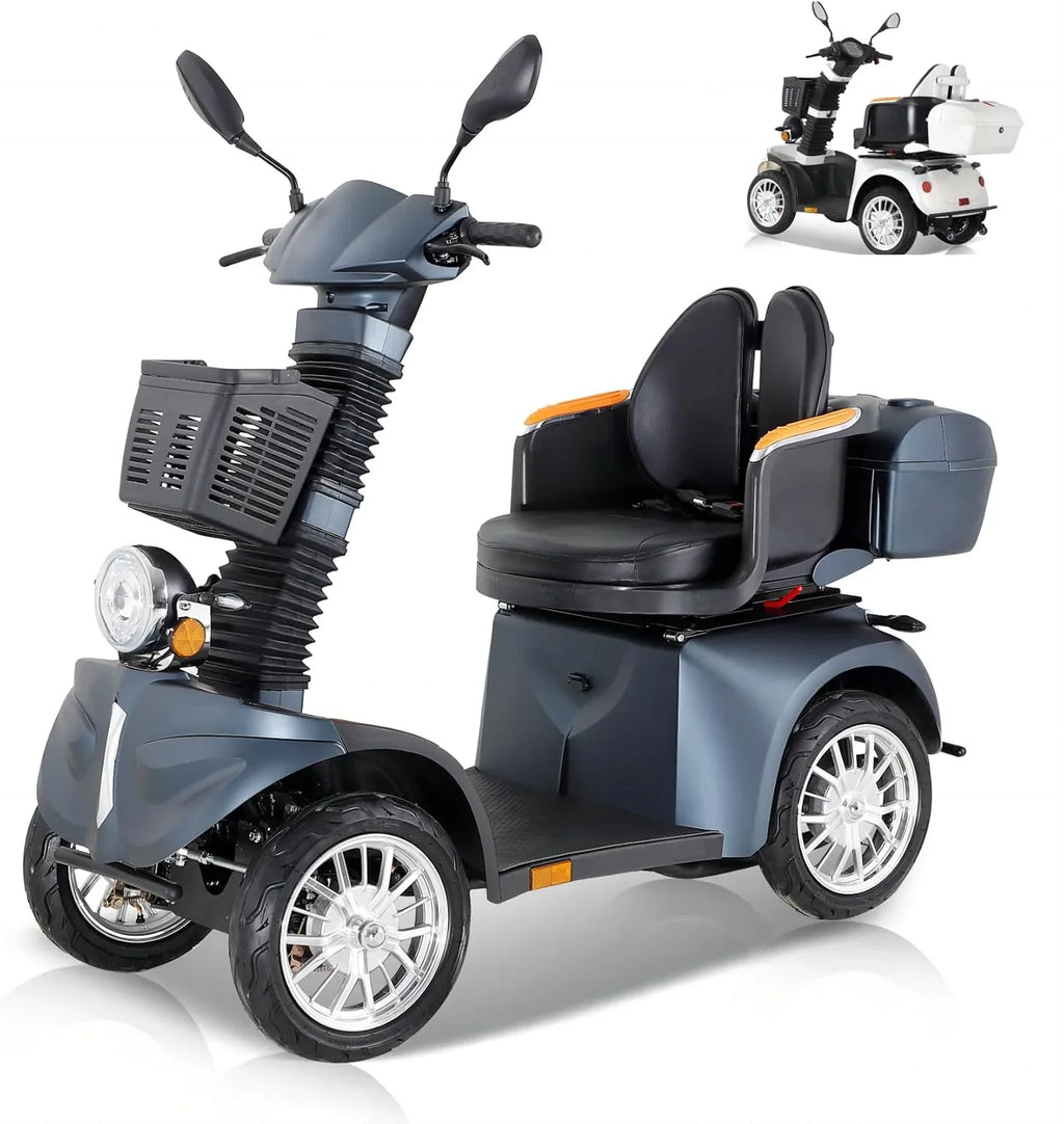 2025 Scooter de movilidad ZVGREEN de 4 ruedas – modelo para personas mayores con asiento tipo capitán – hasta 15 km/h – gran espacio de almacenamiento – asiento giratorio – freno electromagnético