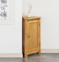 Hallowood Furniture Eckschrank Aston Eiche, kleine Eckschränke aus Holz für Wohnzimmer mit 1-türigem Aufbewahrungsschrank + 2 verstellbaren Einlegeböden, vielseitiges Eichenregal und Telefontisch