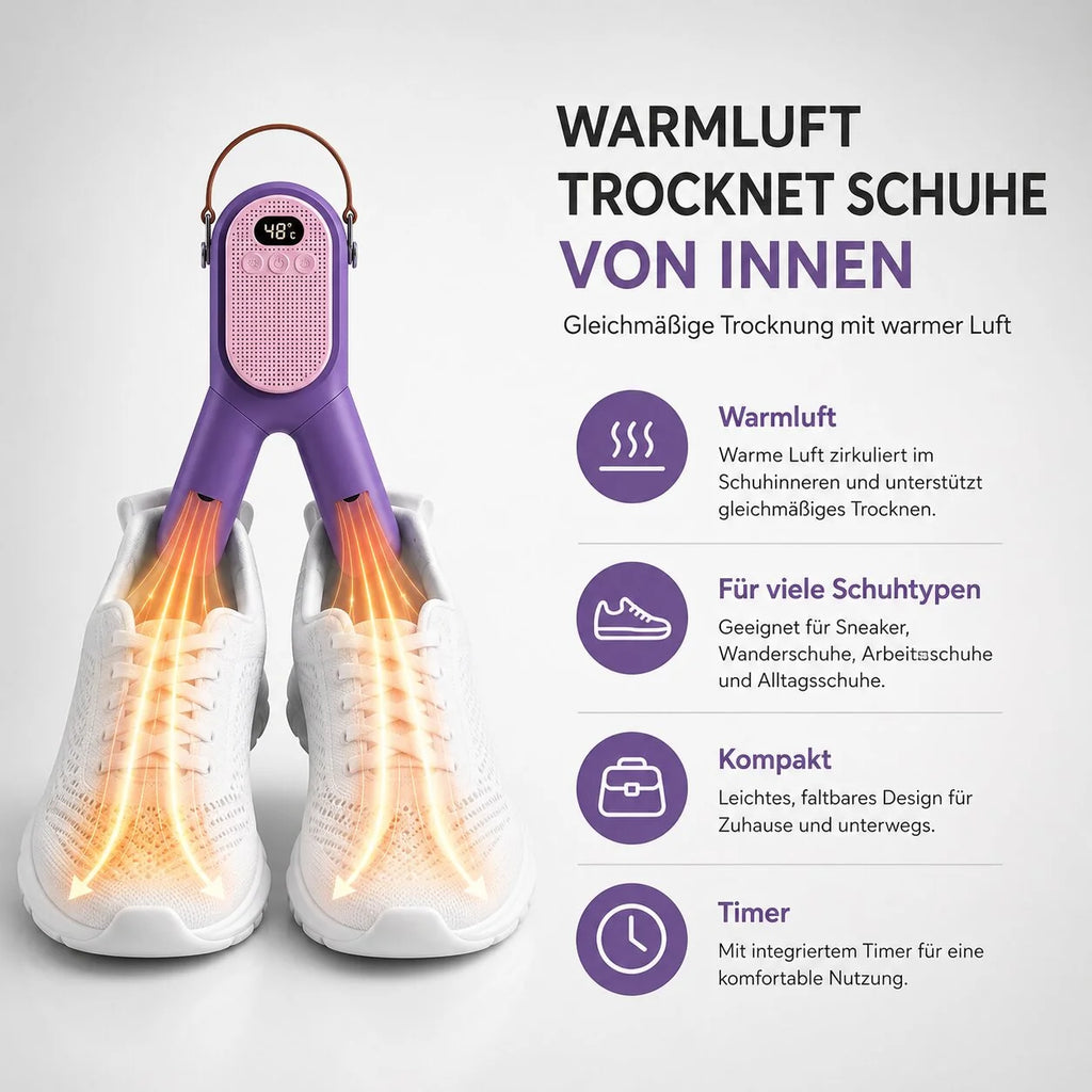 Tragbarer Heißlufttrockner für  Schuhe & Kleidung | WärmeFalte
