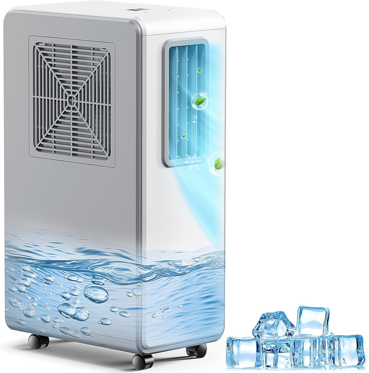 4-in-1 Mobile Klimaanlage& Luftkühler, Klimageräte Luftentfeuchter Belüftung, 24 Timer leise Perfekt für Schlafzimmer und Büro Küche (Reinweiß)