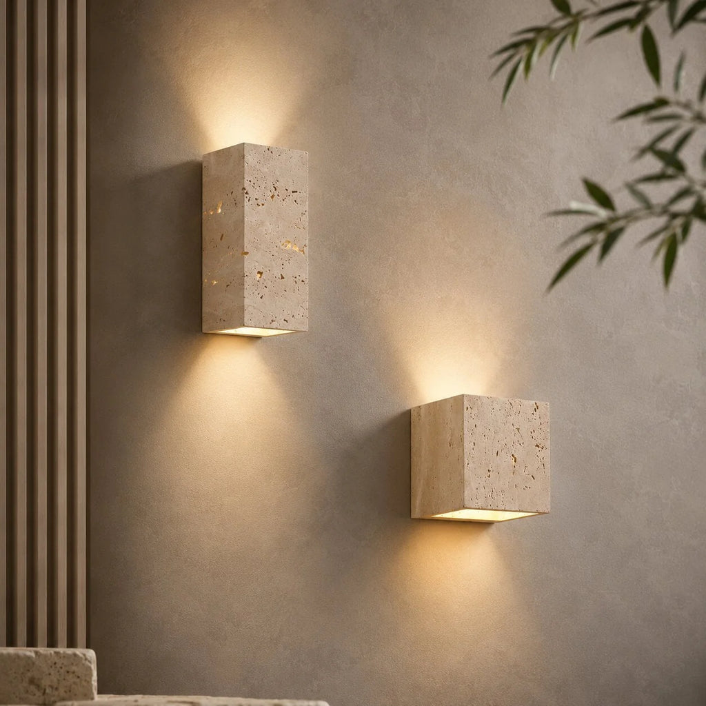Travertin Wandlampe für Innen & Außen | Steinleuchte