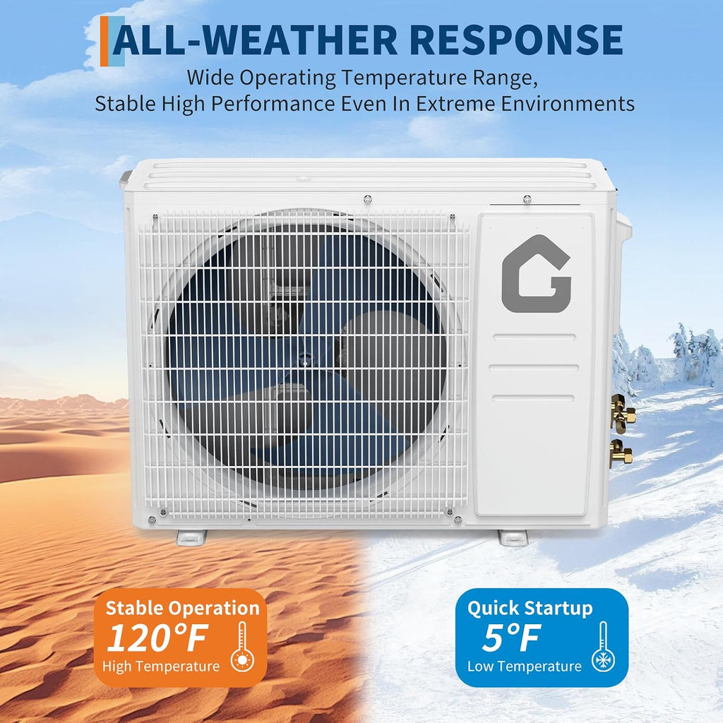 GarveeHome SEER 18.5 12000BTU Split-Mini-Klimaanlage 230 V | Stromsparendes Wechselrichtersystem mit WLAN, Fernbedienung und einfacher Installation für Räume bis zu 200 m