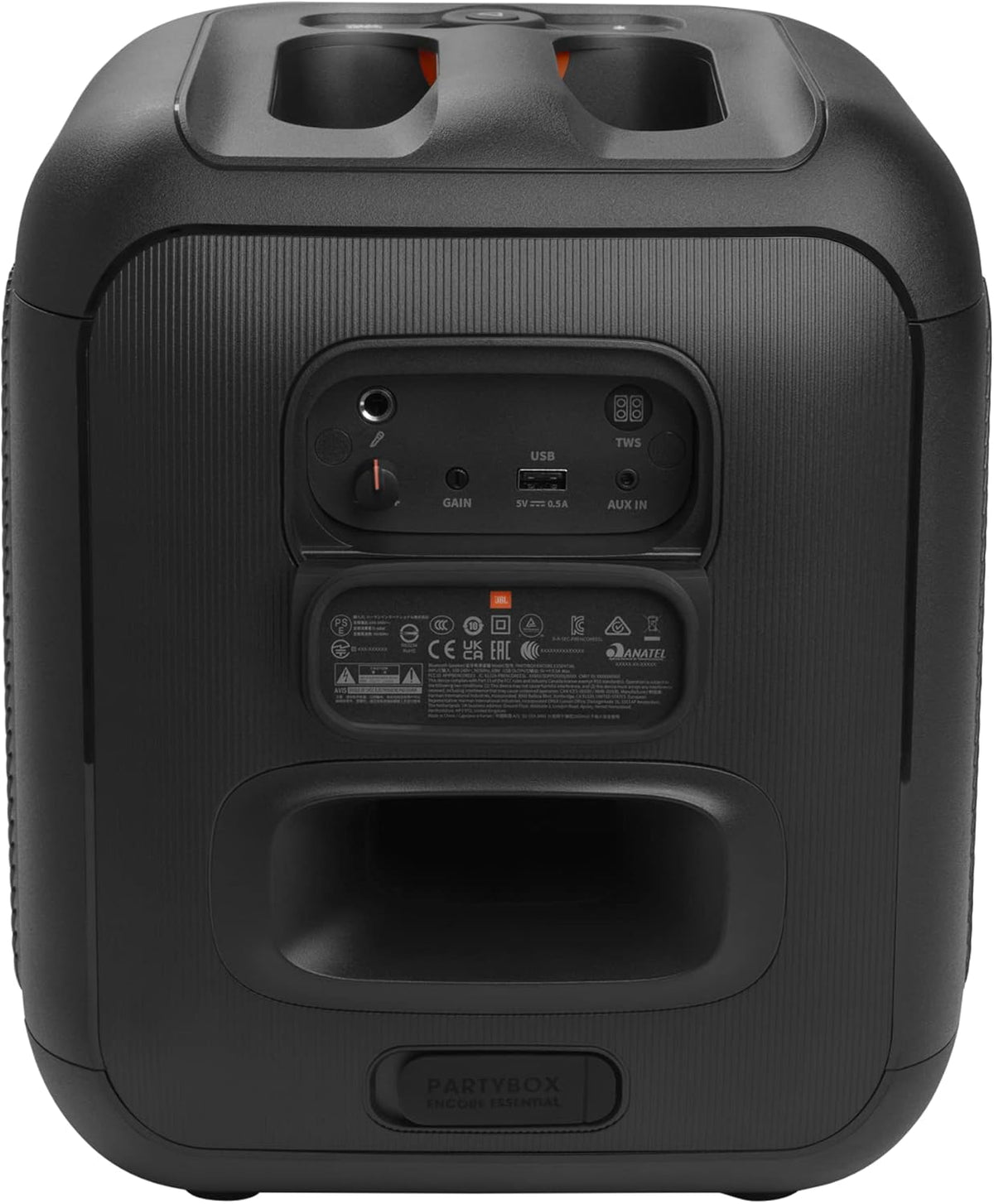 JBL PartyBox Encore – Tragbarer Party-Lautsprecher für drinnen und draußen – Mit eingebauten Lichtern, IPX4-Design und tiefem Bass – 10 Stunden Laufzeit – Schwarz