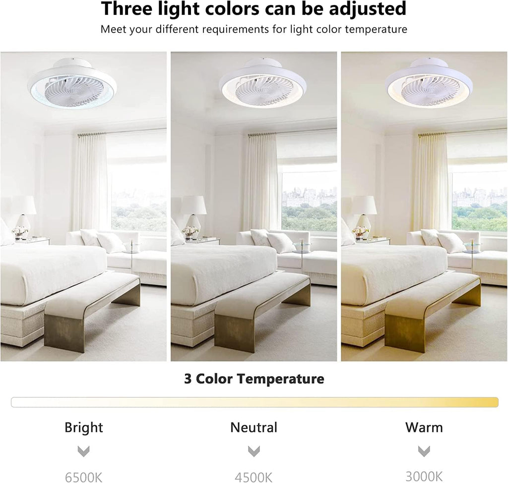 Deckenventilator mit Beleuchtung leise, Deckenleuchte mit Ventilator 360° Drehbare, LED Dimmbar 72W mit Fernbedienung Ventilator lampe, Deckenlampe ür Wohnzimmer, Esszimmer, Schlafzimmer, 49CM