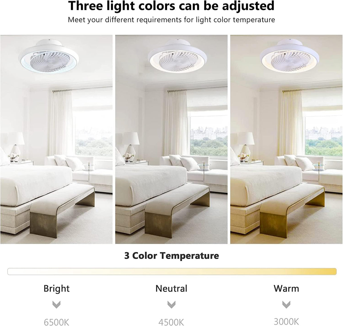 Deckenventilator mit Beleuchtung leise, Deckenleuchte mit Ventilator 360° Drehbare, LED Dimmbar 72W mit Fernbedienung Ventilator lampe, Deckenlampe ür Wohnzimmer, Esszimmer, Schlafzimmer, 49CM