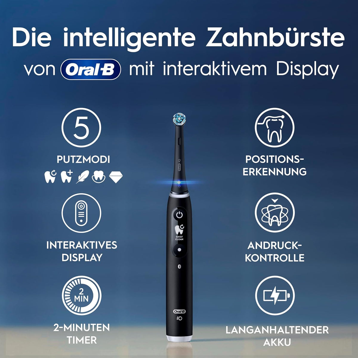Oral-B iO Series 6 Plus Edition Elektrische Zahnbürste — Electric Toothbrush, Inkl. 3 Aufsteckbürsten, 5 Putzmodi für Zahnpflege, Reise-Etui — Zahnbürste Elektrisch, Designed by Braun, Schwarz
