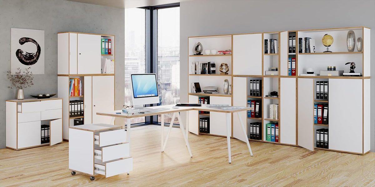 VCM Büroschrank mit 2 Fächern | moderner Aktenschrank mit Schiebetüren | Maße ca. H. 74 x B. 100 x T. 37 cm– Salia 2-Fach