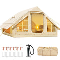 6 Person Inflatable Camping Tent with Pump, 10ft x7ft Glamping Family Tent Easy Setup 4 Season Waterproof Windproof Outdoor Blow Up Tent Luxury Oxford Cabin with Mesh Windows & Doors  sgtnighsdesigns