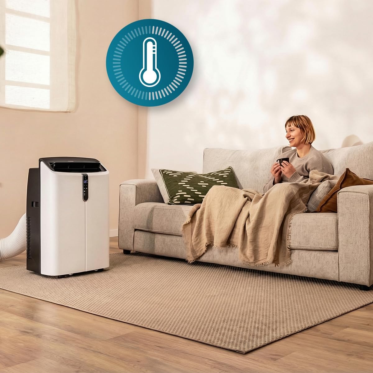 Cecotec Mobile Klimageräte ForceClima 12600 Nux Heating. 12000 BTU, Heizfunktion, 5 Modi, 3 Stufen, bis 30 m², Entfeuchter 28 L/Tag, LED-Display, Fernbedienung, Timer, Oszillation, R290, Klasse A