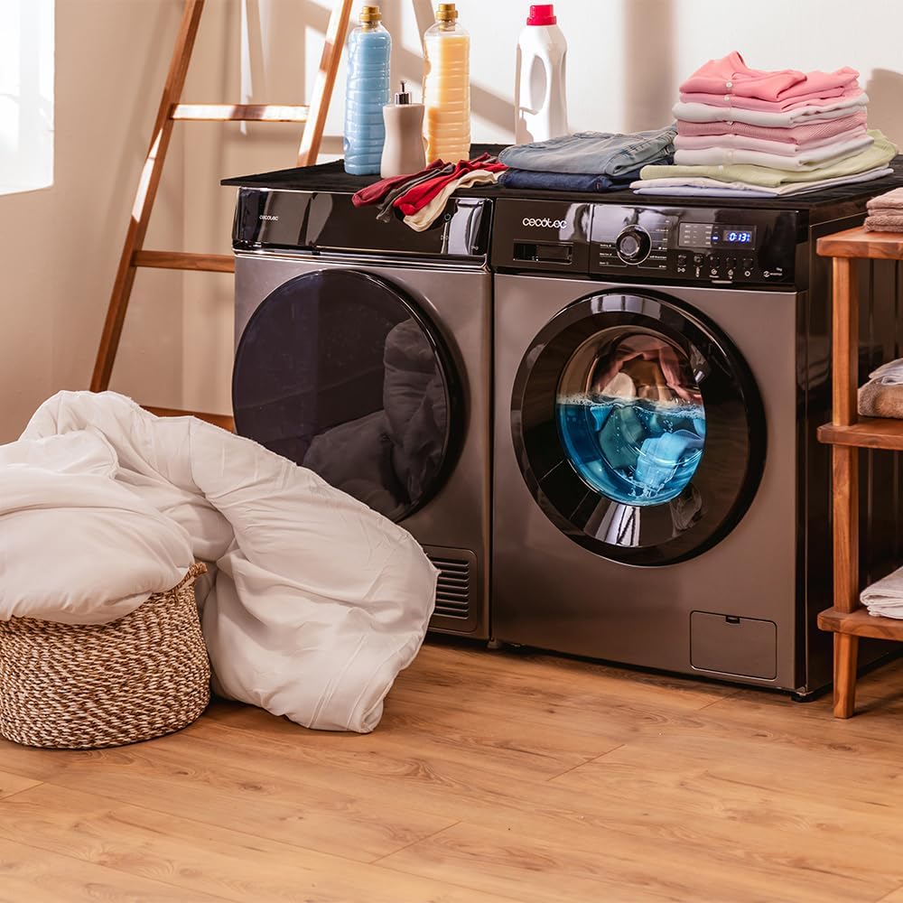 Cecotec Frontlader Waschmaschine 9Kg Bolero DressCode 9155 Inverter Steel. Klasse A-30%, 1400 U/MIN, 12 Programme, Inverter Plus Motor, Energiesparend, Steam Max, Delay Start, LED-Bedienfeld